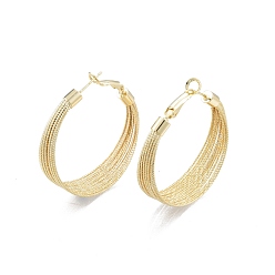 Golden Brass Multi-sting Wrapped Hoop Earrings for Women, Golden, 42x40.5x11.5mm, Pin: 0.9mm
