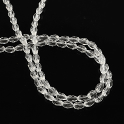 Clear Transparent Glass Bead Strands, Faceted, teardrop, Clear, 5x3mm, Hole: 1mm, about 99~101pcs/Strand, 19.7 inch