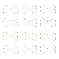 Clear Transparent Blank Acrylic Pendants, for DIY Keychains, Bag Tags, Gift Tags, Christmas Ornaments, Bone, Clear, 32.5x63.5x2.5mm, Hole: 3.5mm, 20pcs/box