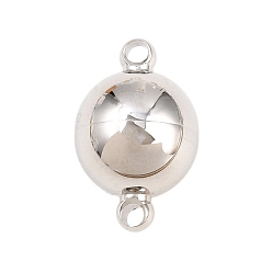 Stainless Steel Color 304 Stainless Steel Magnetic Clasps, Round, with Loops, Round Hole, Stainless Steel Color, 22x14x14mm, Hole: 2mm