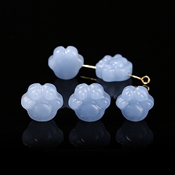 Paw Print Резные бусины из натурального ангелита, отпечаток лапы, 13x13.5 мм