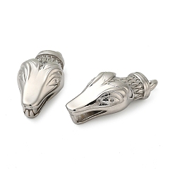 Нержавеющая Сталь Цвет Не тускнеет 304 подвеска из нержавеющей стали со стразами, очарование головы змеи, цвет нержавеющей стали, пригодный для стразов 0.8 мм, 35x16x11 мм, отверстие : 3.2 мм