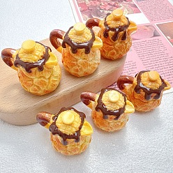 Темно-Оранжевый Непрозрачные кабошоны из смолы, чайник в форме булочки с ананасом, темно-оранжевый, 30.5x21.5x29.5 мм