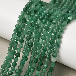 Африканский Нефрит Природные африканские нефритовые бусы пряди, граненые, круглые, круглые, 3.5 мм, отверстие : 0.6 мм, около 119~120 шт / нитка, 15.24''~15.47" (38.7~39.3 см)