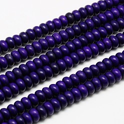 Индиго Синтетических нитей бирюзовые бусы, окрашенные, рондель, индиговые, 5x3 мм, отверстие : 1 мм, около 140 шт / нитка, 15.5 дюйм