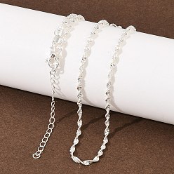 Посеребрённый 2Мм латунные цепочки-колье в сингапурском стиле для мужчин и женщин, 925 серебро покрытием, 18.23 дюйм (46.3 см)