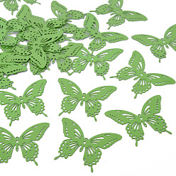 Светло-зеленый Коричневый 430 филигранные столяры из нержавеющей стали, окрашенные распылением, гравированные металлические украшения, бабочка, оливковый, 35x44x0.4 мм, отверстие : 1~1.6 мм