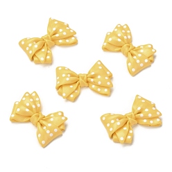 Желтый Кабошоны из смолы, Диетические аксессуары, украшение для телефона, бантом с волнистым узором, желтые, 20x29x5.5 мм