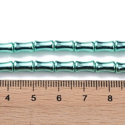 Aquamarine Electroplate Glass Beads Strands, Bamboo, Aquamarine, 8x4.5mm, Hole: 0.8mm, about 50pcs/strand, 15.75''(40cm)