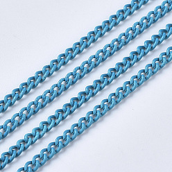 Dodger Blue Electrophoresis Iron Twisted Chains, Unwelded, with Spool, Solid Color, Oval, Dodger Blue, 3x2.2x0.6mm, about 328.08 Feet(100m)/roll