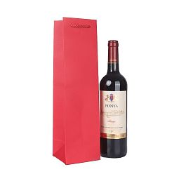 Rouge Sacs en papier kraft, sacs-cadeaux, sacs à provisions, sacs de mariage, sacs de vin rouge, rectangle avec poignées, rouge, 9.5x9x35 cm