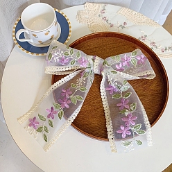 Фиолетовый 30 ярдов поликоттоновая вышивка цветочной кружевной лентой, аксессуары для одежды, фиолетовые, 3-1/2 дюйм (90 мм)