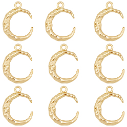 Настоящее золото 14K 10 латунные подвески шт., прелести полумесяца, чеканный, долговечный, реальный 14 k позолоченный, 20x15 мм