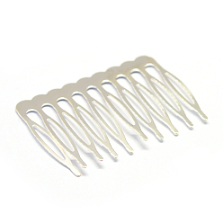 Silver Iron Hair Comb Findings, Silver Color Plated, 55x39x1mm