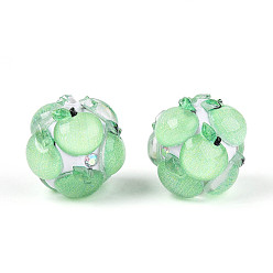 Другие Круглые бусины из смолы в виде фруктов, с полимерной глиной и горным хрусталем, слива, 17~21.5 мм, отверстие : 2~2.5 мм