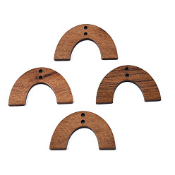 Saddle Brown Walnut Wood Pendants, Saddle Brown, 21x33.5x2.5mm, Hole: 1.8mm