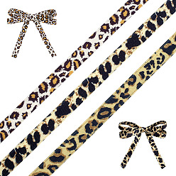 Mixed Color 3 Colors Leopard Print Polyester Cotton Ribbon, for Garment Accessories, Gift Decoration, Mixed Color, 3/8 inch(10mm), 10yards/color