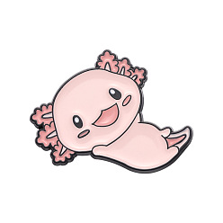 Misty Rose Alloy Enamel Pins, Cartoon Animal Chest Flower Clothing Badge for Women, Giant Salamander, Misty Rose, 25x25mm