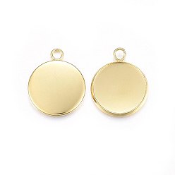 Золотой 304 Настройки кабошон из нержавеющей стали кулон, чашки безель с краями, плоско-круглые, золотые, 22x18x2 мм, отверстия: 2.5 mm, Внутренний диаметр: 16 mm