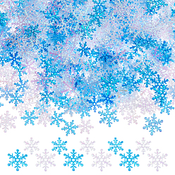 Mixed Color 1800Pcs 4 Colors Plastic Confetti, Snowflake, for Christmas Party Celebration, Mixed Color, 15x0.2mm, 450pcs/color