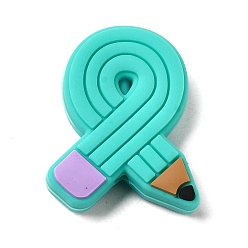 Pencil Пищевые экологически чистые силиконовые фокусные шарики, изготовление ожерелий diy, карандаш, 30x24x7 мм, отверстие : 2 мм