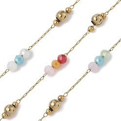 Разноцветный 304 кабельные цепи из нержавеющей стали, рондель, со стеклом, ионное покрытие (ip), реальный 18 k позолоченный, пайки, с катушкой, красочный, 2.3x2 мм, около 32.81 футов (10 м) / рулон