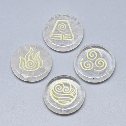 Хрусталь Синтетические кварцевые кабошоны, плоский круг с благоприятным рисунком облаков, 25x5.5 мм, 4 шт / комплект