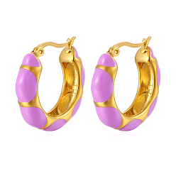 Настоящее золото 18K 304 женские серьги-кольца с эмалью из нержавеющей стали, кольцо, реальный 18 k позолоченный, 26x7 мм