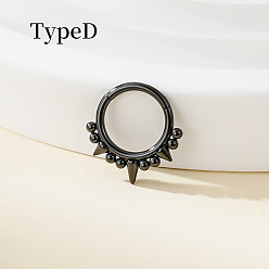 Черный 316 хирургические кольца для носа из нержавеющей стали с шипами, конус, чёрные, 10 мм, штифты : 1.2 мм