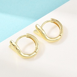 Настоящее золото 18K Латунные серьги обруча, лист, реальный 18 k позолоченный, 11.5x12x7.5 мм