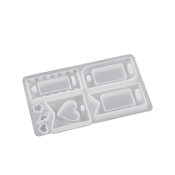 Белый Силиконовые формы для подвесок в форме сердца своими руками, изготовление украшений, формы для литья смолы, для уф-смолы, изготовление ювелирных изделий из эпоксидной смолы, белые, 122x75x9 мм