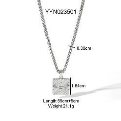 Квадрат Ретро 304 подвески из нержавеющей стали в стиле хип-хоп, серебряный цвет гальваническим, квадрат со змеей, 21.65 дюйм (55 см)