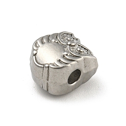 Нержавеющая Сталь Цвет Не тускнеет 304 бусины из нержавеющей стали, сова, цвет нержавеющей стали, 10x8.5x7.5 мм, отверстие : 2.5 мм