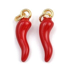 Красный Латунь эмаль подвески, рог изобилия / итальянский рог корничелло амулеты, с прыжковых колец, золотые, стойки покрытие, без кадмия и без свинца, долговечный, красные, 20.5x6x5 мм, отверстие : 3.4 мм