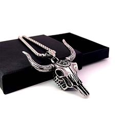 Нержавеющая Сталь Цвет Подвеска в виде черепа быка из стали в западном стиле для мужчин, винтажные уличные украшения.