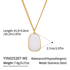 Белый Лето 304 Женское ожерелье с прямоугольным кулоном из нержавеющей стали с эмалью, реальный 18 k позолоченный, белые, 16.14 дюйм (41 см)