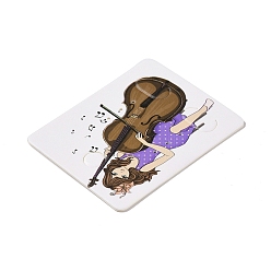 Musical Instruments Rectangle Paper Earring Display Card with Hanging Hole, Jewelry Display Cards for Earring Display, White, Musical Instruments Pattern, 5x4x0.05cm, Hole: 5mm, 1mm and 12x7mm
