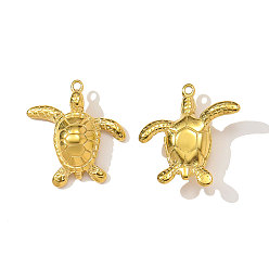 Настоящее золото 18K 304 подвески из нержавеющей стали, прелести черепахи, ионное покрытие (ip), реальный 18 k позолоченный, 20x19 мм