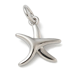 Платина Стойки обшивки латунные подвески, долговечный, без свинца и без кадмия, прелести морская звезда, платина, 11.5x10.5x1.5 мм, отверстие : 3 мм