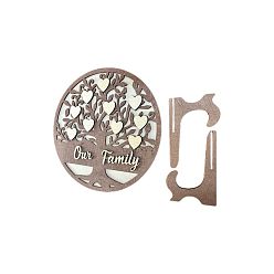 Розово-Коричневый Деревянное персиковое сердце генеалогическое дерево любовь орнамент, украшение столешницы для гостиной, слово наша семья, розово-коричневый, 300 мм