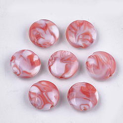 Tomate Acryl-Perlen, Nachahmung Edelstein-Stil, Ton zwei, Flachrund, Tomate, 13~13.5x5.5 mm, Bohrung: 2 mm, ca. 860 Stk. / 500 g