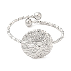 Нержавеющая Сталь Цвет Не тускнеет 304 плоское круглое открытое кольцо-манжета из нержавеющей стали для женщин, цвет нержавеющей стали, внутренний диаметр: 18 мм