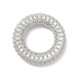 Платина Соединительные кольца из латуни с микропейвом и прозрачным кубическим цирконием, круглые кольца, долговечный, стойки покрытие, без свинца и без кадмия, платина, 18x4 мм, внутренний диаметр: 9 мм