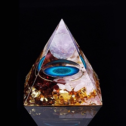 Розовый Кварц Генераторы энергии смолы оргонитовой пирамиды, Натуральный аметист Рейки круглый и чипсы из розового кварца внутри для украшения домашнего офиса и стола, 60x60x60 мм