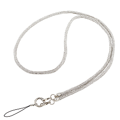 Clear Zinc Alloy Resin Universal Cell Phone Strap Crossbody Neck Strap Phone Charms, with PVC Plastic Phone Tether Tab for Phones Full Coverage Case, Clear, 1260x6mm