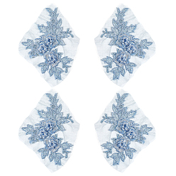 Васильковый Вышивка в форме цветка из полиэстера, пришивные цветочные аппликации, украшение для свадебного платья своими руками, Cheongsam, васильковый, 195x145x7 мм