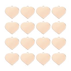 Light Gold Brass Pendants, Stamping Mirror Polished Finish Blank Tag, Heart, Light Gold, 18.5x20x1mm, Hole: 1.5mm, 30pcs/box