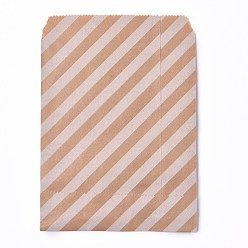 Stripe Kraft Paper Bags, No Handles, Food Storage Bags, BurlyWood, Stripe Pattern, 18x13cm