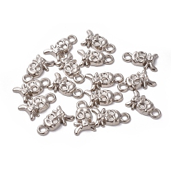 Platinum Skull CCB Plastic Pendants, Platinum, 17x10x3mm, Hole: 2.5mm