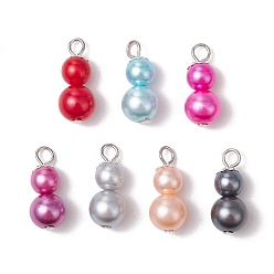 Платиновый & Серебристый Подвески из искусственного жемчуга из окрашенного распылением АБС-пластика, с железными петлями, Горлянка, Платина и серебро, 23x10 мм, отверстие : 3 мм